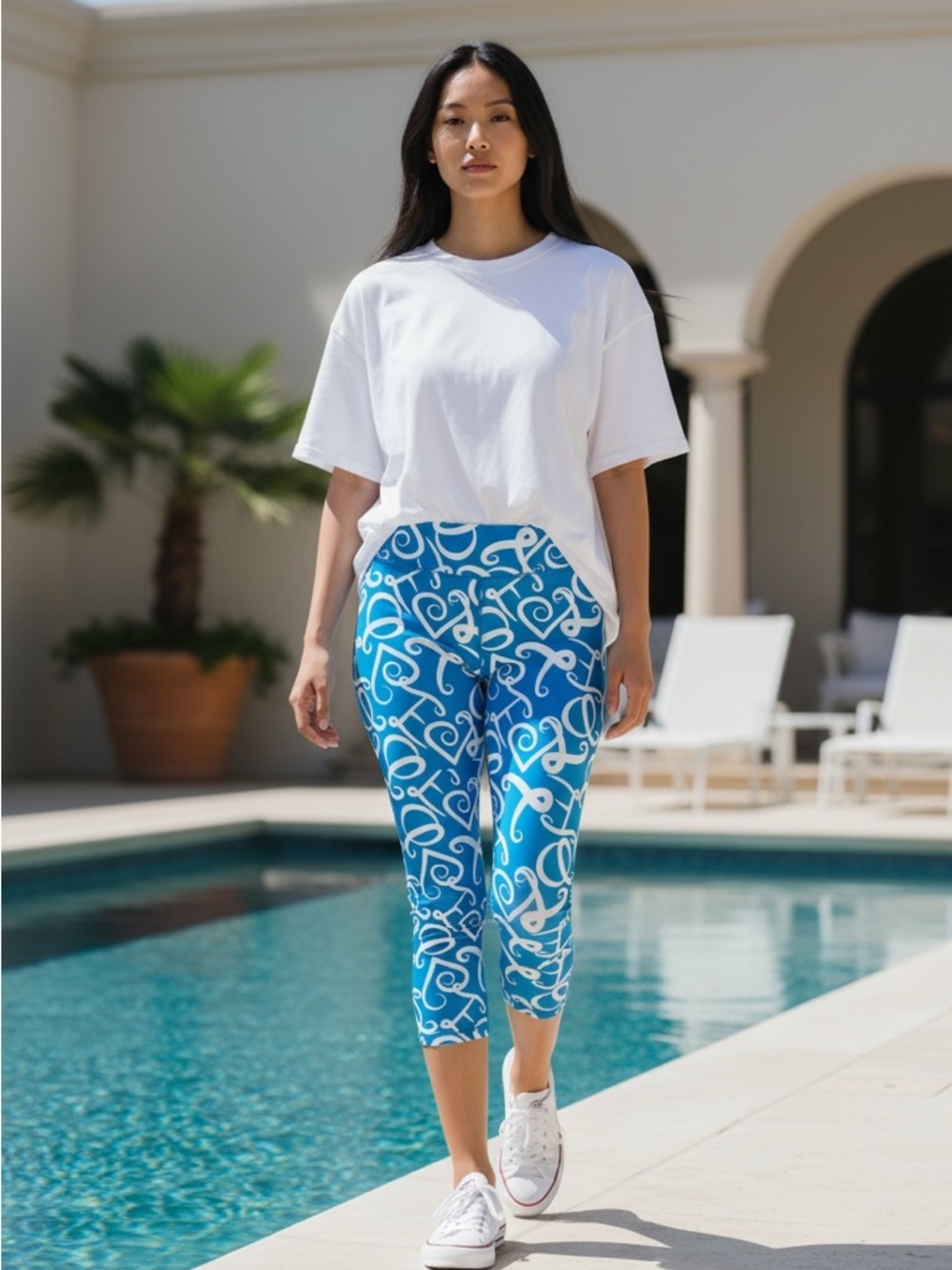 Lulu-B Blue & White Swirl Capri Leggings